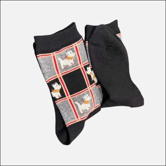 🐾 FUN SCOTTIE DOG PLAID SOCKS | Cozy Novelty Crew Socks Gift Ready! - Picture 3 of 6